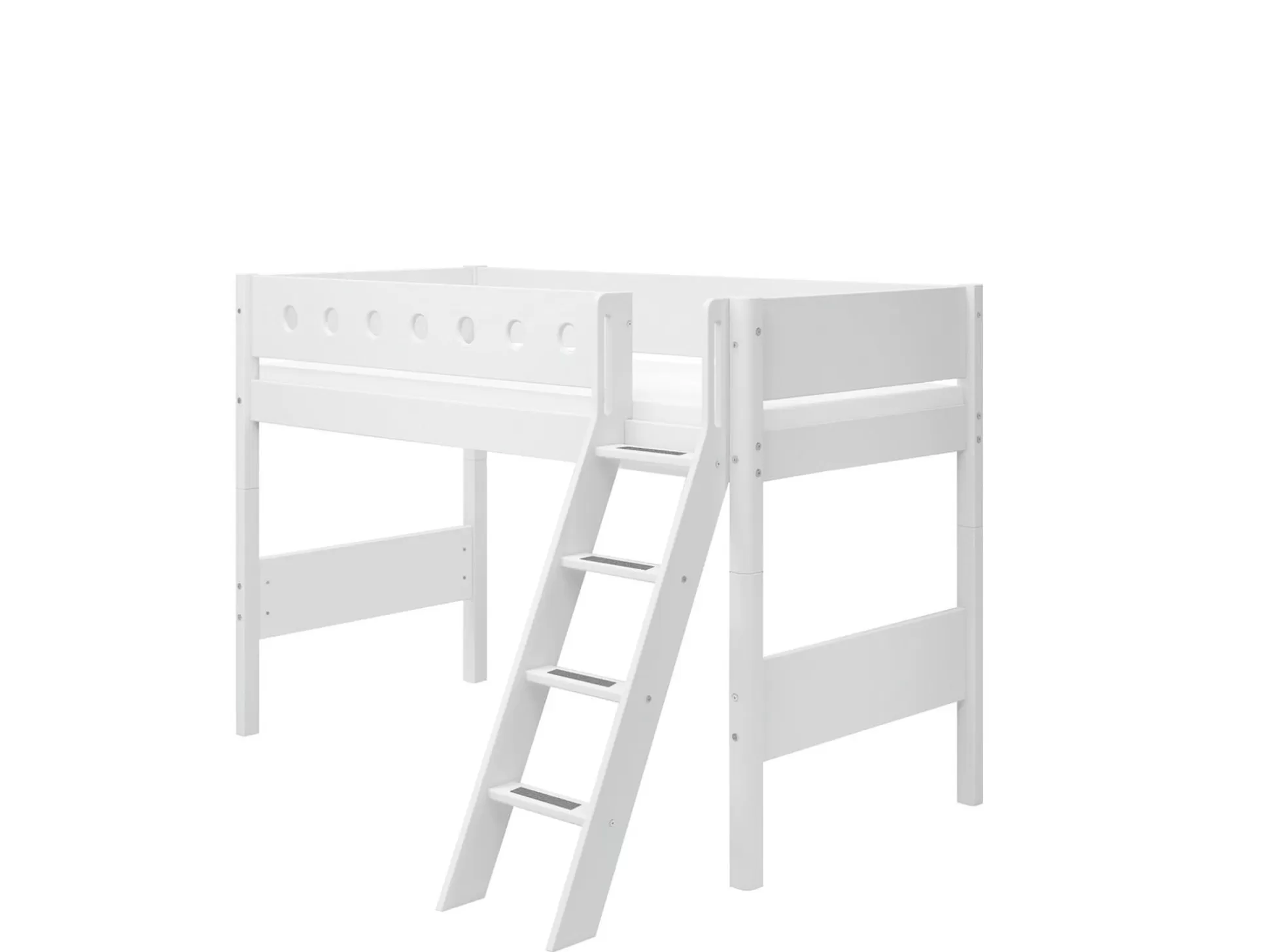 FLEXA Verhoogde Halfhoogslapers>Verhoogde Halfhoogslaper M. Schuine Ladder White