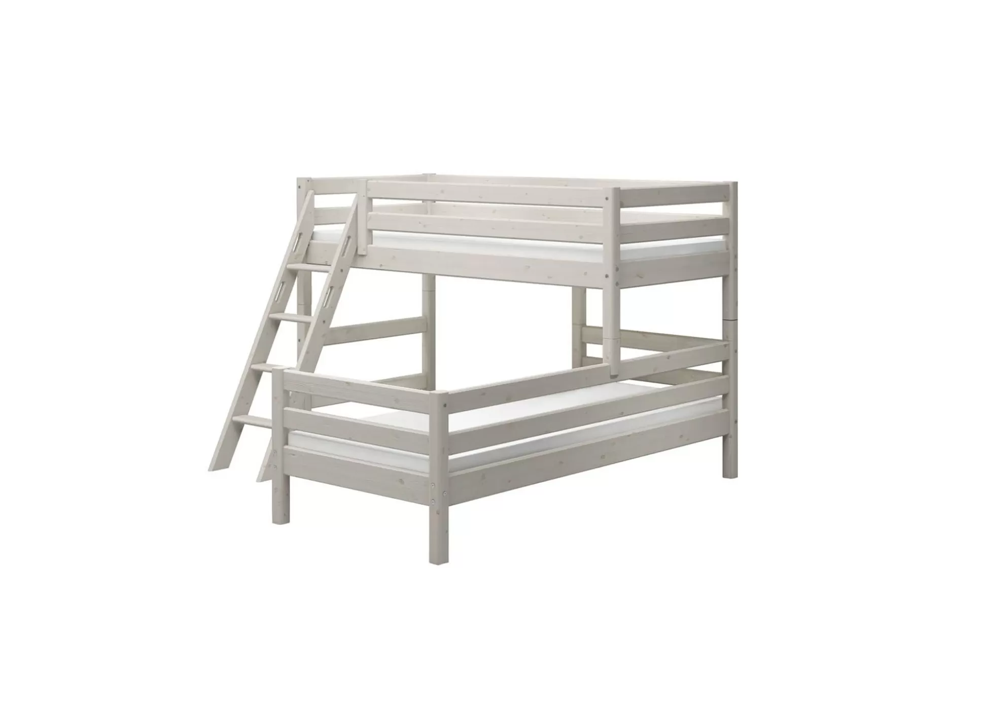 FLEXA Verhoogde Halfhoogslapers>Verhoogde Halfhoogslaper M. Schuine Ladder White Washed Pine